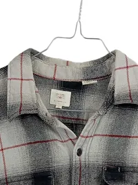 Levi's Flanellhemd Herren M Kariert Grau Schwarz Rot Baumwolle Langarm 6