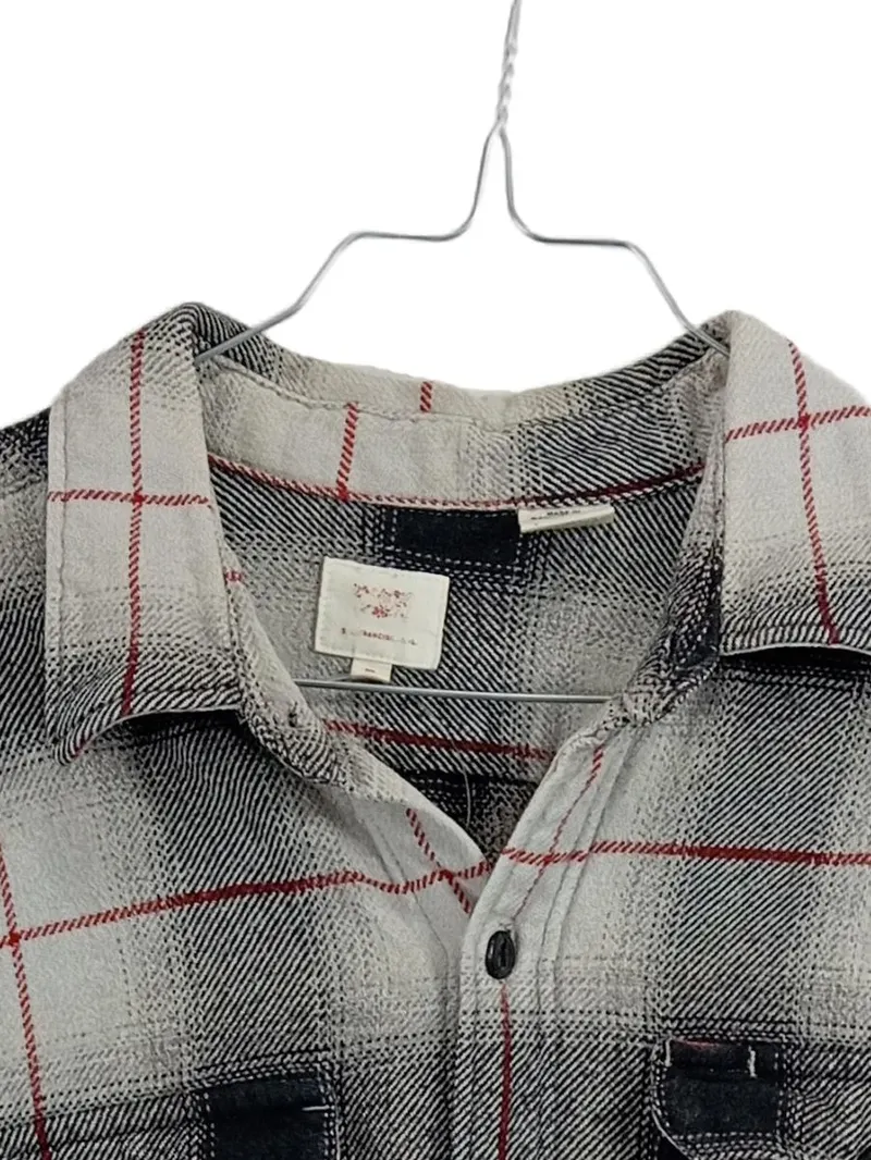 Levi's Flanellhemd Herren M Kariert Grau Schwarz Rot Baumwolle Langarm 6