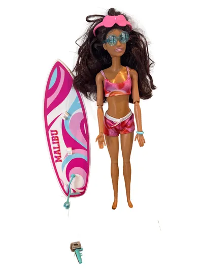 Barbie Malibu Surferin Puppe 30cm Zubehör Spielfigur Mehrfarbig