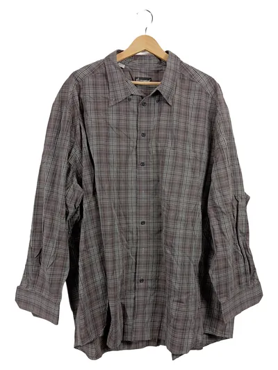 Walbusch Herren Freizeithemd Karo Braun Gr. 50 Langarm Casual