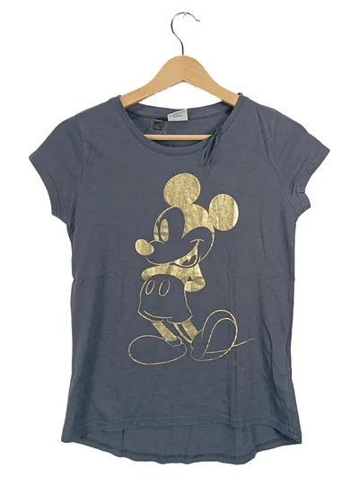 Disney Mickey Mouse Damen T-Shirt Gr. S Grau Gold Fanshirt