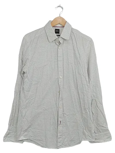 HUGO BOSS Herren Business Hemd Langarm Punktmuster Weiß Gr. M/L