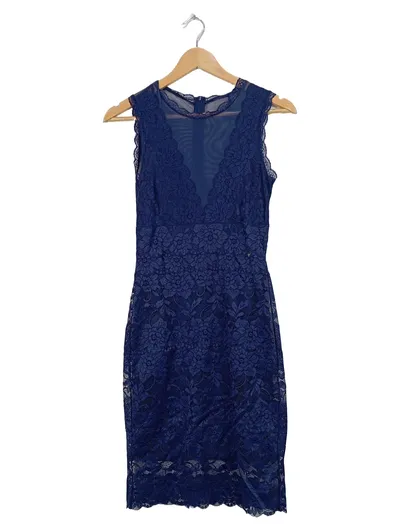GUESS Damen Spitzenkleid Etuikleid Dunkelblau Elegant Gr. S NEU