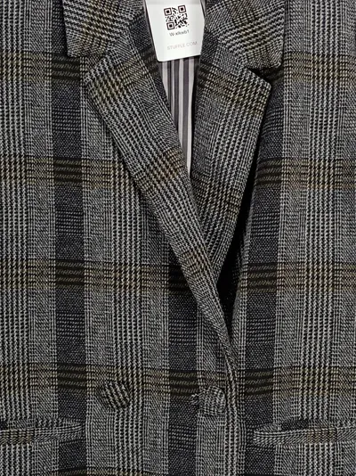 DENIM HUNTER Damen Blazer Sakko kariert Gr. 34 Grau Business