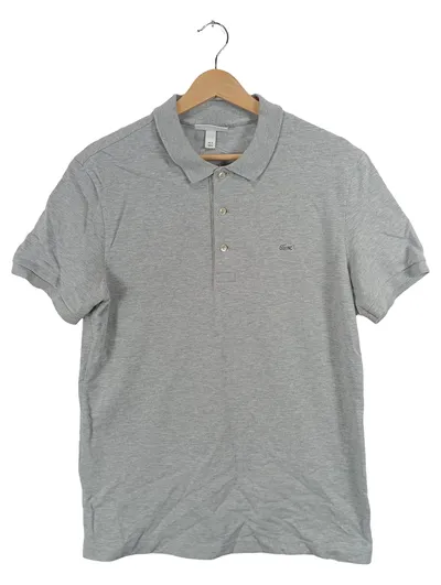 Lacoste Poloshirt Herren Gr. M Grau Meliert Kurzarm Baumwolle