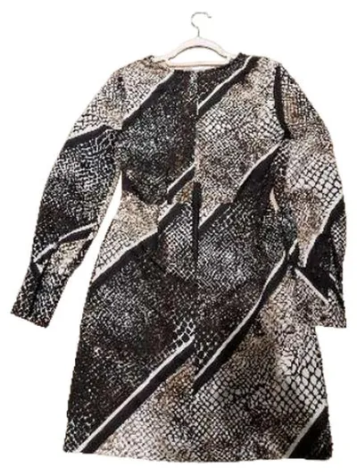 VERO MODA Blusenkleid Damen XS Schlangenmuster Braun Langarm Animal-Print