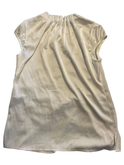 Comma Damen Bluse Gr. 34/XS Weiß Elegant Kurzarm Raffungen Büro