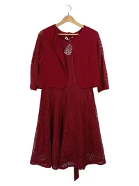 BlackButterfly Damen Spitzenkleid mit Bolero Rot Gr. XL Festlich Elegant 1