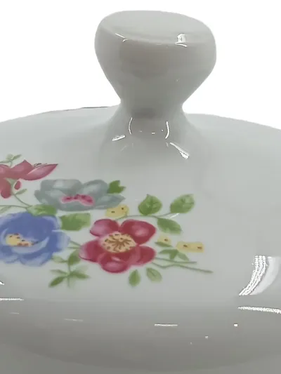 KAHLA Butterdose mit Deckel Porzellan Blumenmuster Goldrand DDR GDR