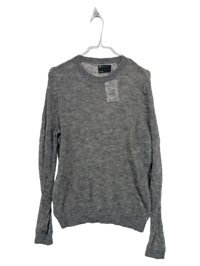 ASOS Design Pullover Herren Gr. 46/S Grau Strickpullover Wolle Mix Lochstrick