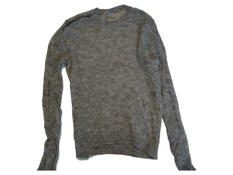 ASOS Design Pullover Herren Gr. 46/S Grau Strickpullover Wolle Mix Lochstrick 3
