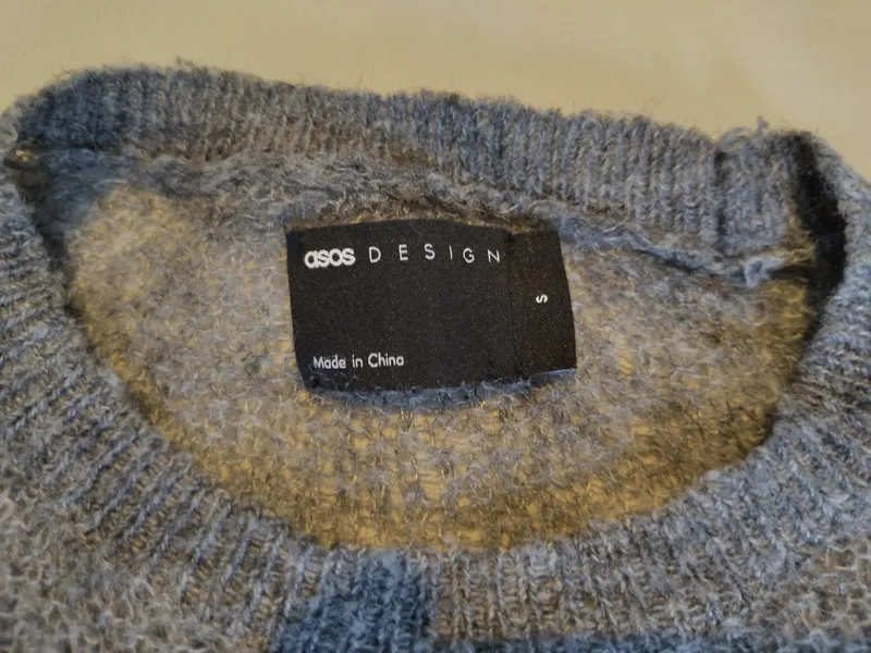 ASOS Design Pullover Herren Gr. 46/S Grau Strickpullover Wolle Mix Lochstrick 7