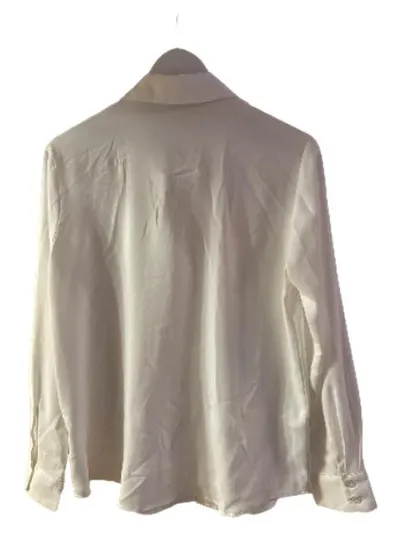 Mango MNG Damen Hemdbluse Weiß Gr. S/36 Klassisch Langarm Polyester