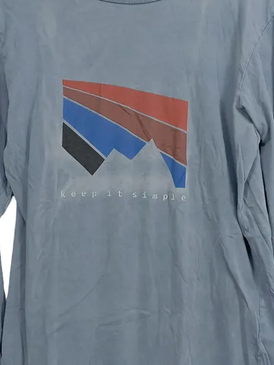 Schiesser Kinder Langarmshirt Gr. 176 Blau mit Bergmotiv Baumwolle Casual