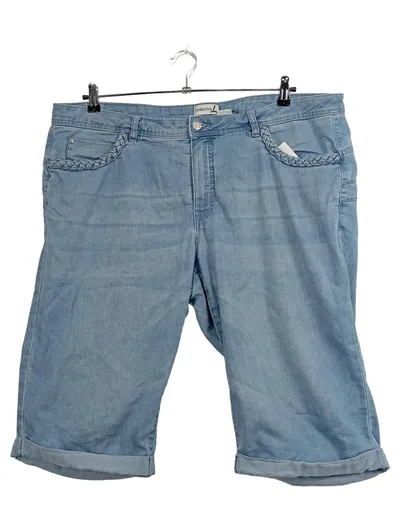 Collection L Damen Jeans Shorts Bermuda Capri Gr. 50 Blau Flechtdetails