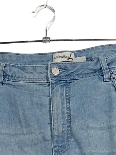 Collection L Damen Jeans Shorts Bermuda Capri Gr. 50 Blau Flechtdetails