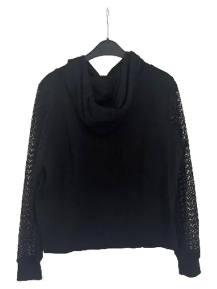 ABOUT YOU Damen Hoodie Kapuzenpullover Spitzenärmel Schwarz Gr. 38 2