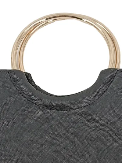 Schwarze Clutch mit goldenem Ringgriff Elegant Damen Handtasche