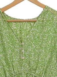 Arket Damen Freizeitkleid Blumenmuster Grün Gr. 36 Langarm Cupro Viskose 3