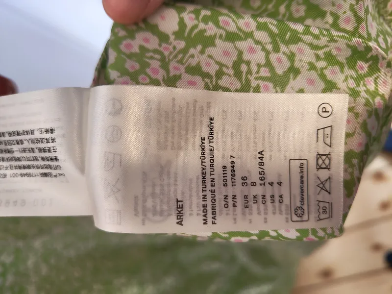 Arket Damen Freizeitkleid Blumenmuster Grün Gr. 36 Langarm Cupro Viskose 5