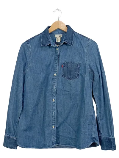 Levi's Damen Jeanshemd Blau Gr. M Baumwolle Langarm Casual