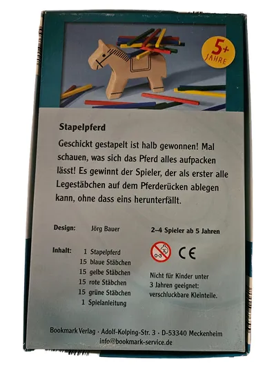 Bookmark Holz Stapelpferd Stapelspiel Pferd Geschicklichkeit ab 4 J.