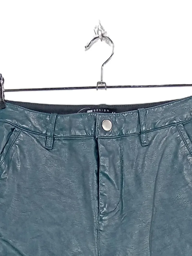 ASOS Design Lederhose Herren W30/L34 Petrol Kunstleder Straight 3
