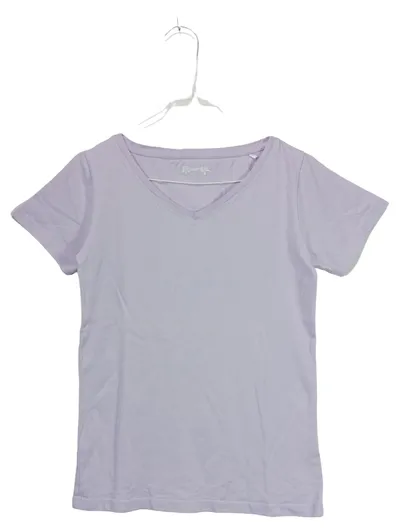 Designer Damen T-Shirt V-Ausschnitt Lila Gr. S Basic Baumwolle