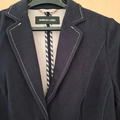 Barbara Lebek Damen Blazer Jacke Gr. 38 Blau Baumwolle Casual