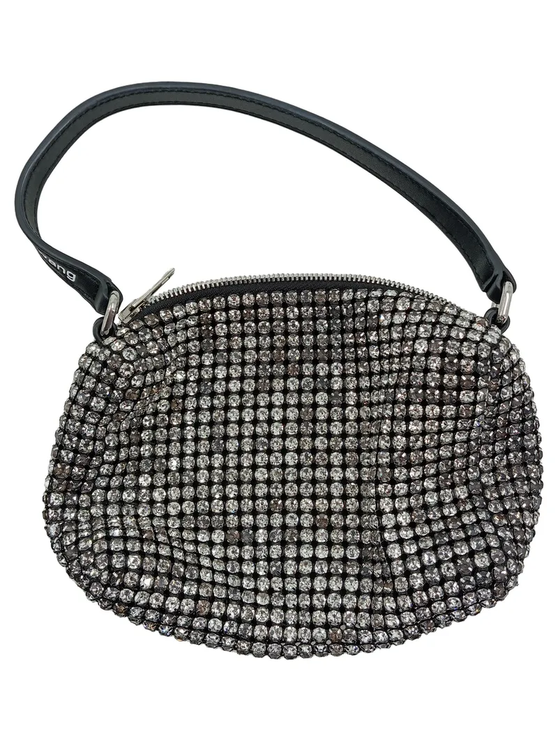 Alexander Wang Rhinestone Shoulder Bag Damen Clutch Silber Strass Glamourös 1
