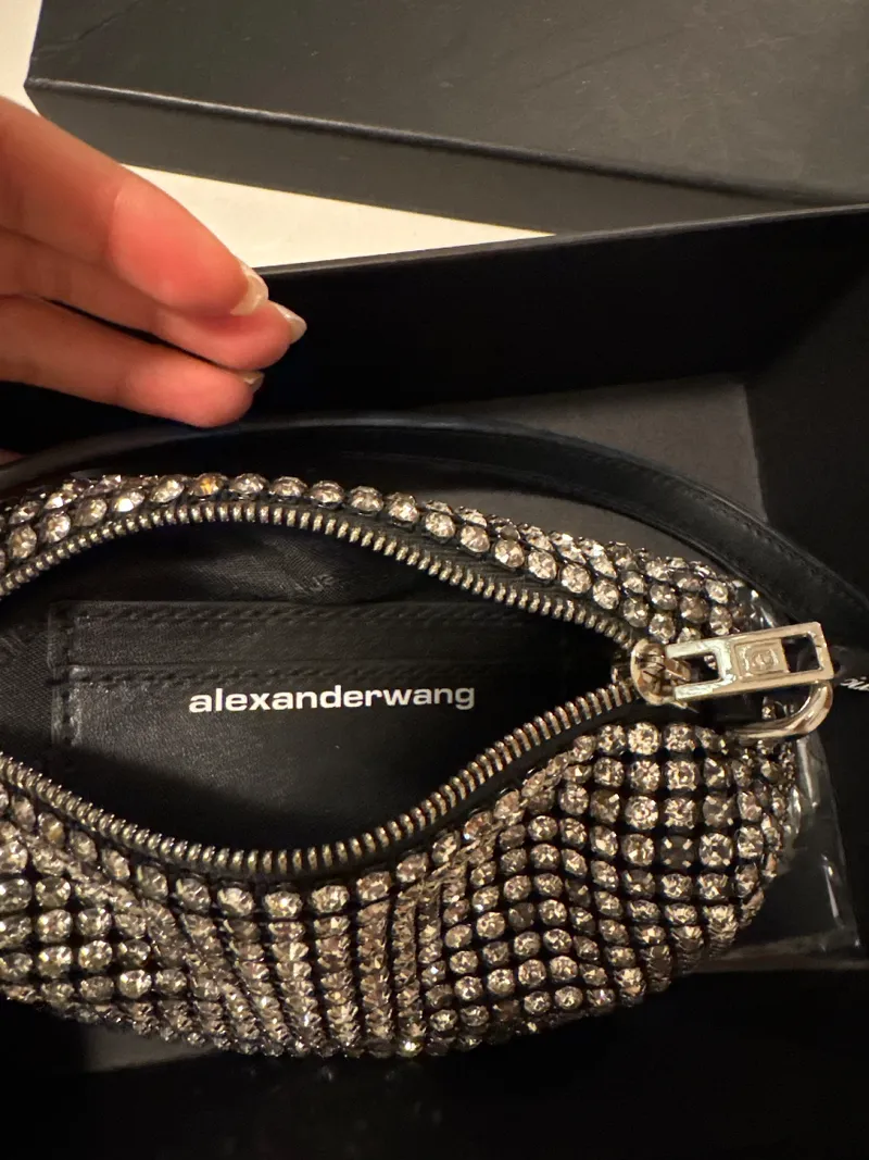 Alexander Wang Rhinestone Shoulder Bag Damen Clutch Silber Strass Glamourös 7