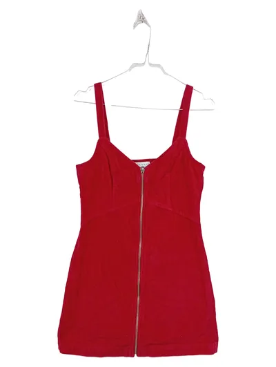 Topshop Cord Minikleid Damen Gr. 36 Rot Reißverschluss Trägerkleid
