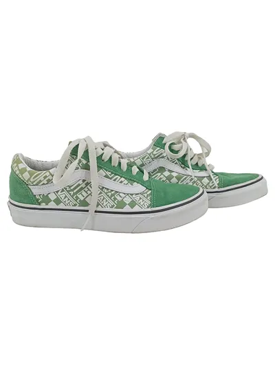 Vans Old Skool Sneaker Grün Weiß Logo Print Gr. 34.5 Low Top Schuhe