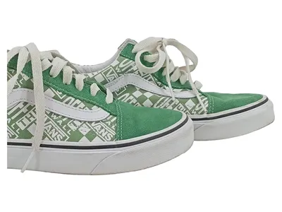 Vans Old Skool Sneaker Grün Weiß Logo Print Gr. 34.5 Low Top Schuhe