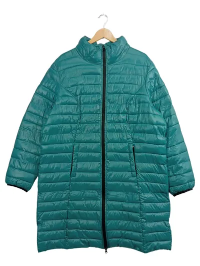 sheego Steppmantel Damen Gr. 48 Petrol Wintermantel Leicht Warm