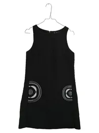 Desigual Pullunder Kleid Damen Gr. 38 M Schwarz Grafisch Struktur Reißverschluss 1