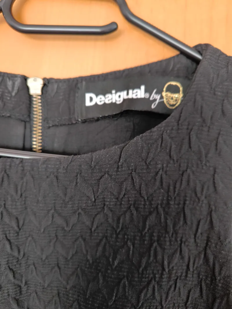 Desigual Pullunder Kleid Damen Gr. 38 M Schwarz Grafisch Struktur Reißverschluss 8
