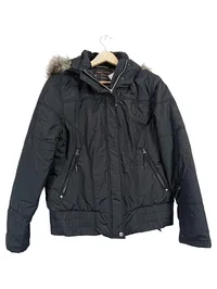 Esprit Sports Damen Winterjacke Gr. 38 Schwarz Kunstpelz Kapuze eTech 10000 1