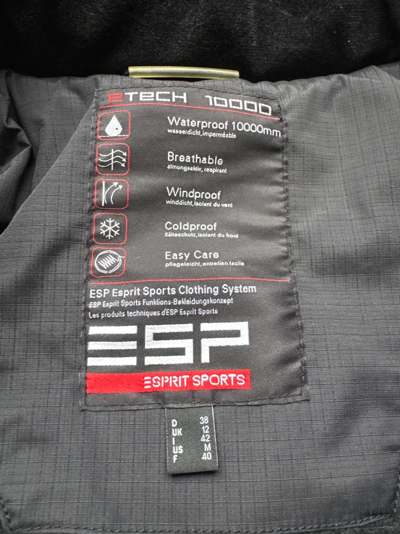 Esprit Sports Damen Winterjacke Gr. 38 Schwarz Kunstpelz Kapuze eTech 10000 3