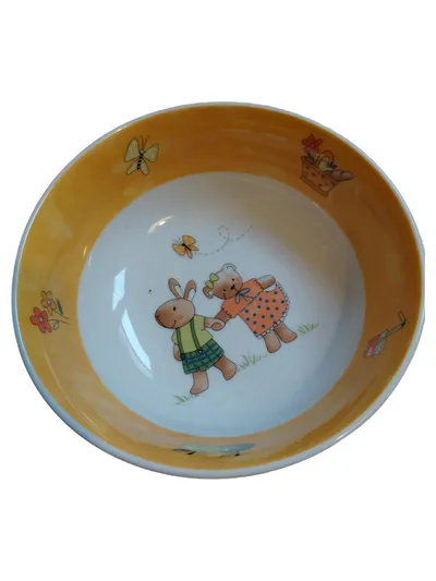 Guy Degrenne Kinderteller Porzellan Lily & Barnabé Hase Bär Mehrfarbig 13cm