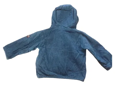 Baby Bear Jeansjacke Gr. 68 Kapuze Teddy Stickerei Blau Baumwolle