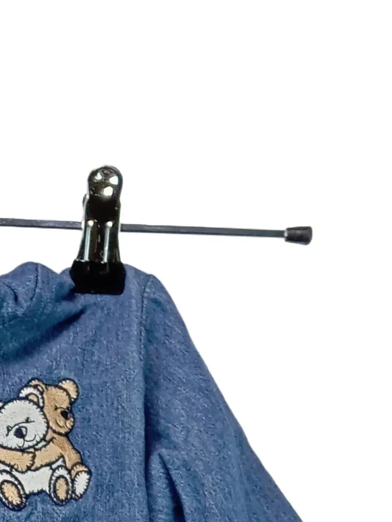 Baby Bear Jeansjacke Gr. 68 Kapuze Teddy Stickerei Blau Baumwolle 3