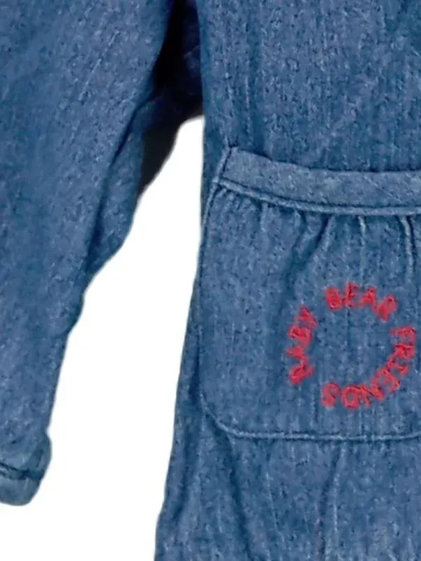 Baby Bear Jeansjacke Gr. 68 Kapuze Teddy Stickerei Blau Baumwolle 4