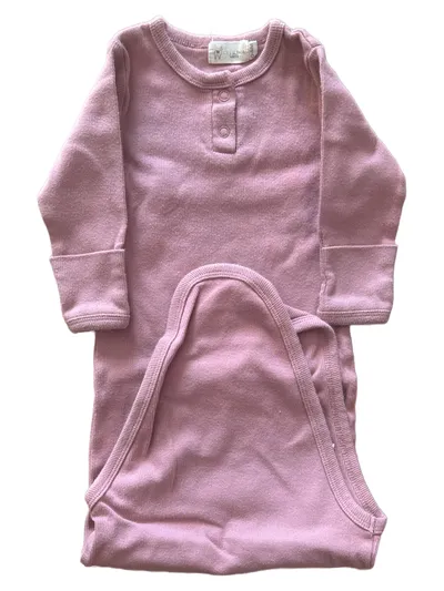 TINY ALPACA Baby Body Rippstrick Baumwolle Rosa Langarm Gr. 68