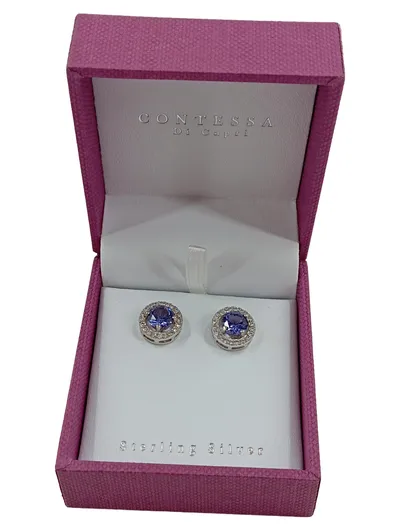 CONTESSA DI CAPRI Ohrstecker Sterling Silber Zirkonia Lila Elegant Damen