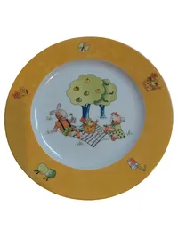 Guy Degrenne Kinderteller Porzellan Lily & Barnabé Gelb Hase Bär 20cm 1
