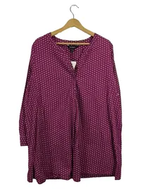 Ulla Popken Damen Langarmshirt Tunika Lila Punkte Baumwolle Größe 46x48 1