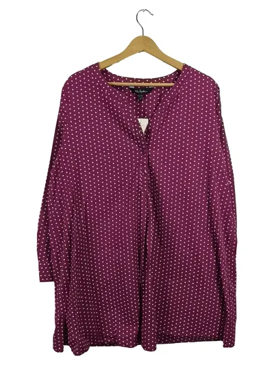 Ulla Popken Damen Langarmshirt Tunika Lila Punkte Baumwolle Größe 46x48