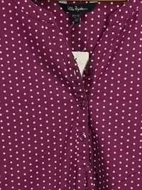 Ulla Popken Damen Langarmshirt Tunika Lila Punkte Baumwolle Größe 46x48 3