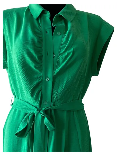 DKNY Damen Blusenkleid Grün Gr. 40 Kurzarm Casual Polyester